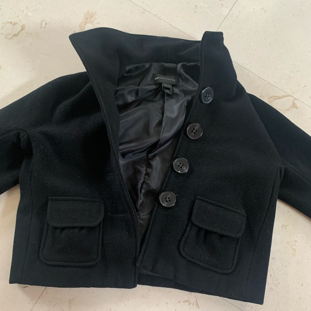 MNG women’s black wool cropped coat